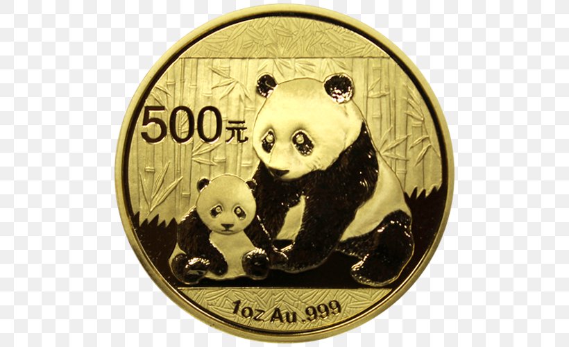 Giant Panda Chinese Gold Panda Chinese Silver Panda Bullion Coin, PNG, 500x500px, Giant Panda, Bear, Bullion Coin, Canadian Gold Maple Leaf, Carnivoran Download Free