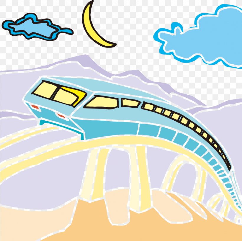 Rapid Transit Train Rail Transport Cartoon Illustration, PNG, 894x891px, Rapid Transit, Aqua, Area, Art, Artwork Download Free