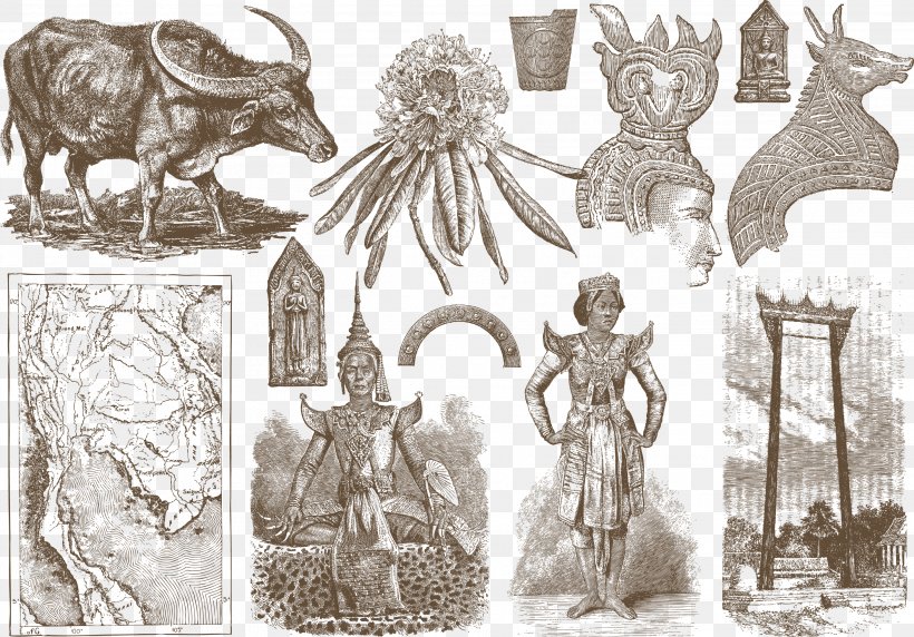 Thailand Drawing Clip Art, PNG, 2811x1962px, Thailand, Art, Black And White, Drawing, History Download Free