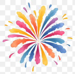 Colorful Watercolor Firework Burst PNG