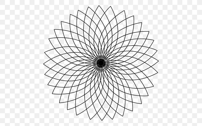 Sacred Geometry Circle Spirograph, PNG, 512x512px, Geometry, Area, Bicycle Wheel, Black And White, Drawing Download Free
