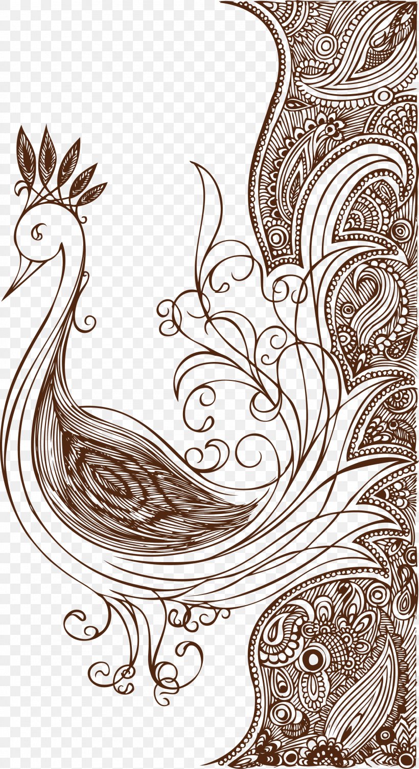 Drawing Floral Design Flower, PNG, 2295x4204px, Drawing, Area, Art, Bird, Black And White Download Free