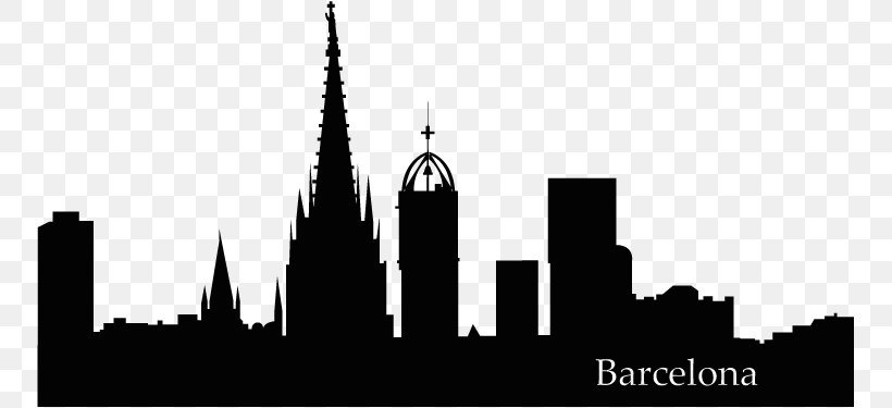 Wall Decal Barcelona Skyline Art, PNG, 751x375px, Wall Decal, Art, Barcelona, Barcelona Skyline, Black And White Download Free
