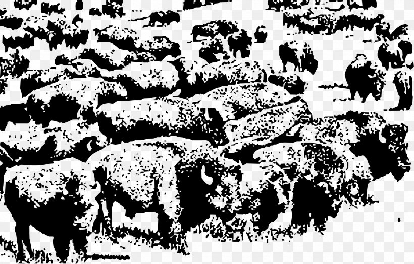 Buffalo Herd American Bison Clip Art, PNG, 2392x1530px, Buffalo, American Bison, Bison, Black And White, Bull Download Free