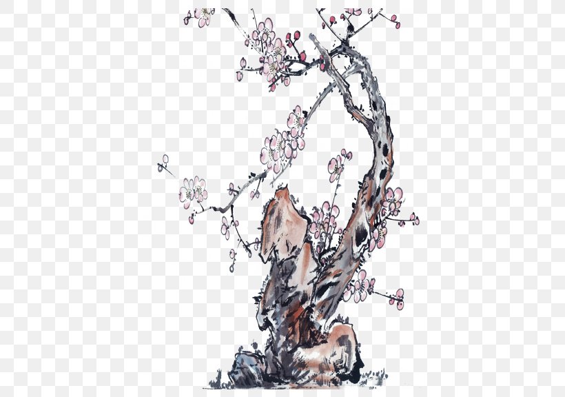 Landscape Plum Stones, PNG, 576x576px, Chinese Painting, Art, Illustration, Ink Wash Painting, Landscape Download Free