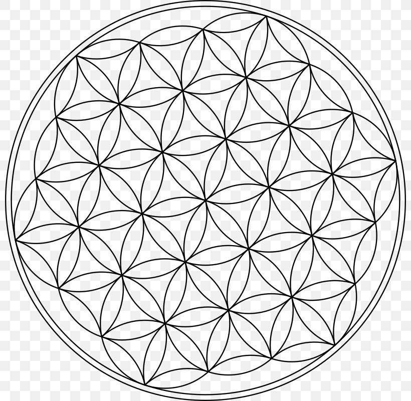 Overlapping Circles Grid Symbol Flower Drawing, PNG, 800x800px, Overlapping Circles Grid, Area, Black And White, Drawing, Flower Download Free