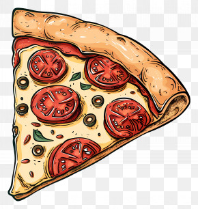 Pizza - Illustration Of A Cheesy Pizza Slice PNG