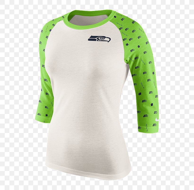 T-shirt Raglan Sleeve Seattle Seahawks, PNG, 800x800px, Tshirt, Active Shirt, Baseball Uniform, Clothing, Green Download Free