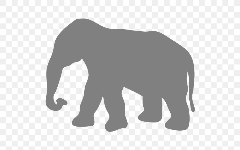African Elephant Elephantidae Silhouette Clip Art, PNG, 512x512px, African Elephant, Asian Elephant, Big Cats, Black, Black And White Download Free