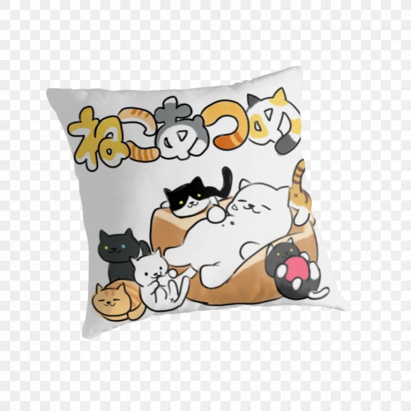 T-shirt Throw Pillows Neko Atsume Cat, PNG, 875x875px, Tshirt, Animal, Cat, Color, Cotton Download Free