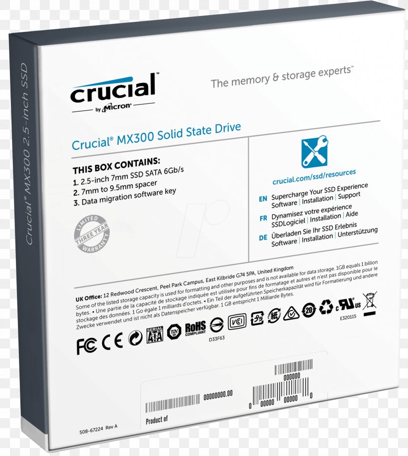 Solid-state Drive Serial ATA Crucial MX300 SATA SSD Hard Drives Terabyte, PNG, 1684x1882px, Solidstate Drive, Brand, Business Cards, Computer, Computer Hardware Download Free
