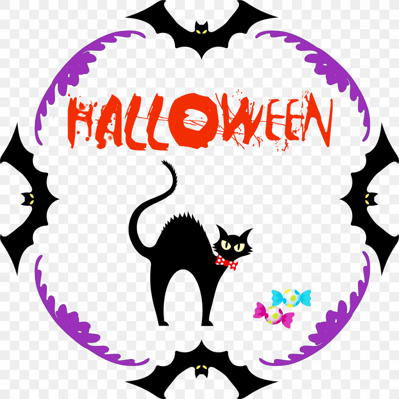 Halloween, PNG, 3000x3000px, Halloween, Cat, Character, Logo, M Download Free