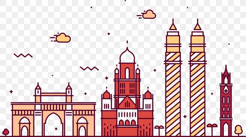 Mumbai City District Vector Graphics Illustration Royalty-free, PNG, 2500x1399px, Mumbai, Art, Building, Cathedral, Facade Download Free