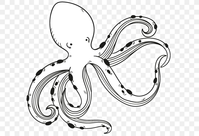 Drawing Octopus Clip Art, PNG, 601x560px, Drawing, Art, Artwork, Black And White, Body Jewelry Download Free