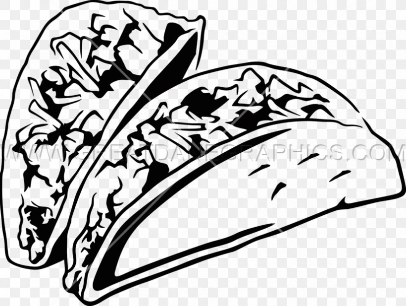 Black And White Taco Mexican Cuisine Burrito Clip Art, PNG, 825x621px, Black And White, Art, Artwork, Black, Burrito Download Free