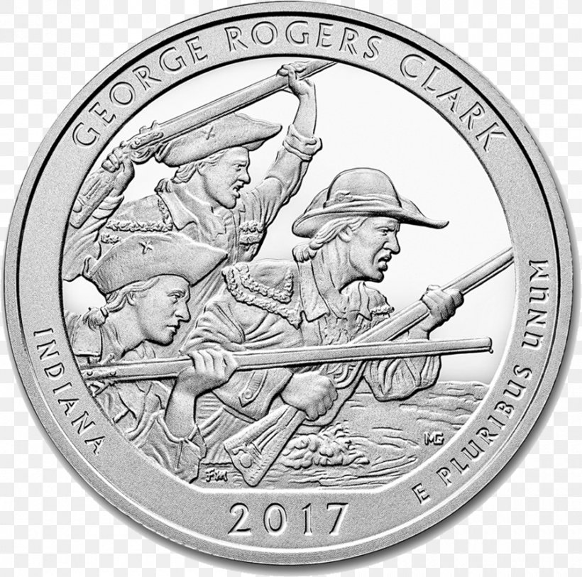 George Rogers Clark National Historical Park Quarter America The Beautiful Silver Bullion Coins United States Mint, PNG, 900x893px, Quarter, Black And White, Bullion Coin, Coin, Currency Download Free