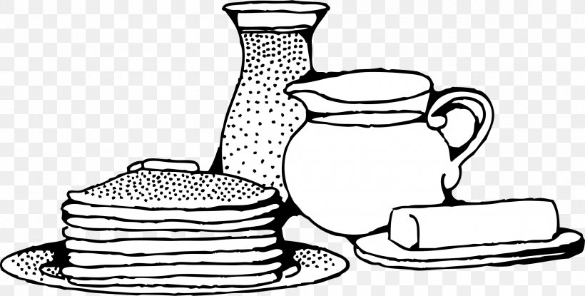 Pancake Breakfast IHOP Clip Art, PNG, 2400x1216px, Pancake, Artwork, Black And White, Breakfast, Cup Download Free