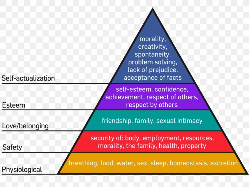 Maslow's Hierarchy Of Needs A Theory Of Human Motivation Psychology, PNG, 1024x768px, Theory Of Human Motivation, Abraham Maslow, Area, Basic Needs, Behavior Download Free
