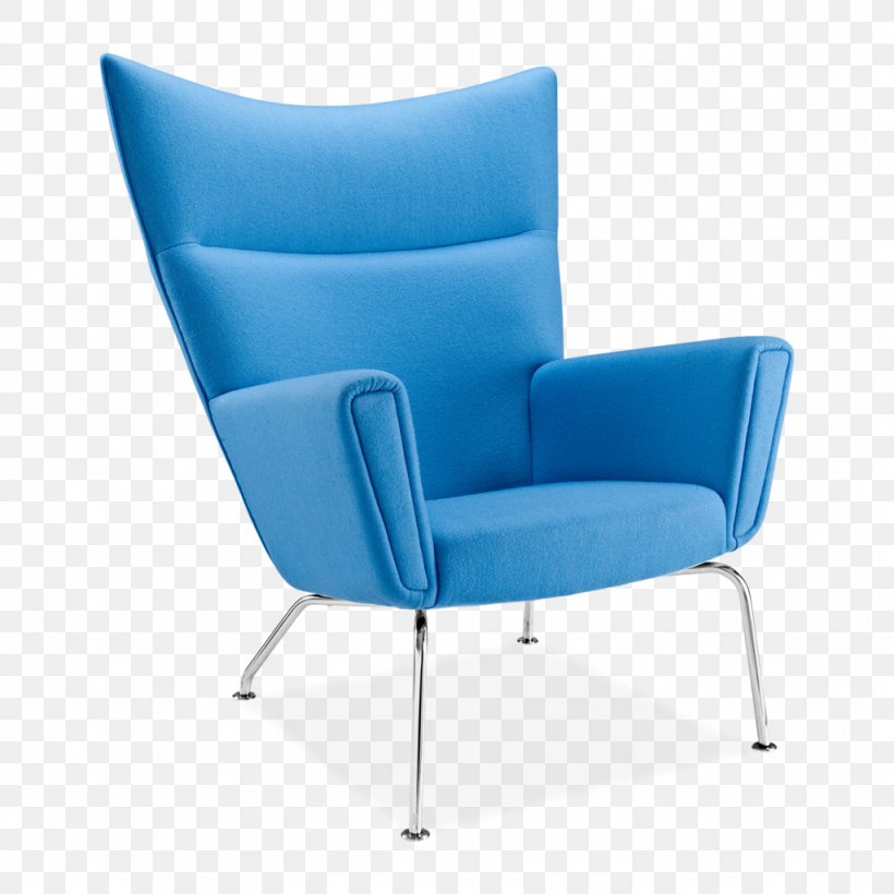 Wing Chair Fauteuil Furniture Wegner Wishbone Chair, PNG, 1024x1024px, Chair, Armrest, Azure, Blue, Chaise Longue Download Free