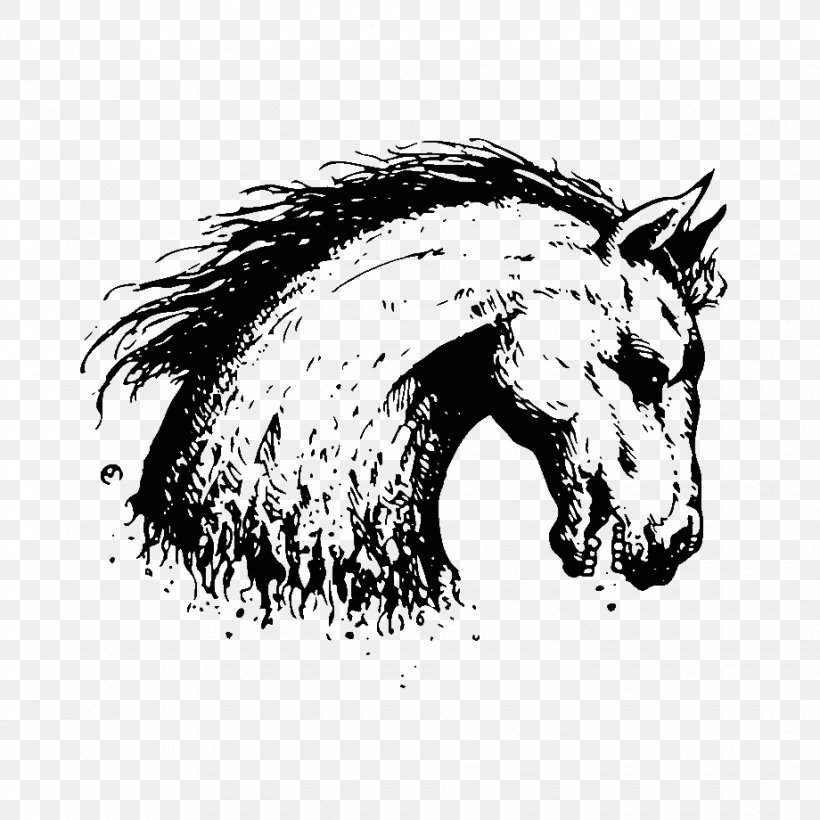 Mane Mustang Pony Pack Animal Snout, PNG, 920x920px, Mane, Artwork, Black And White, Carnivora, Carnivoran Download Free