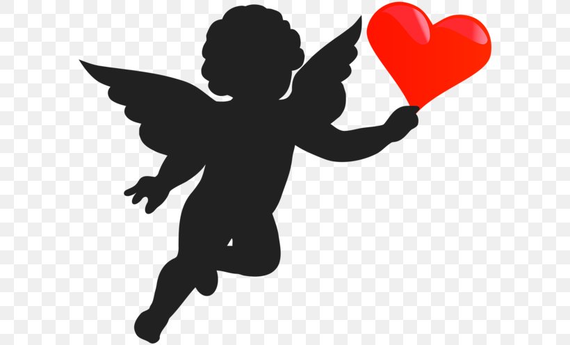 Psyche Revived By Cupid's Kiss Silhouette Cherub, PNG, 600x496px, Silhouette, Angel, Black And White, Butterfly, Cherub Download Free