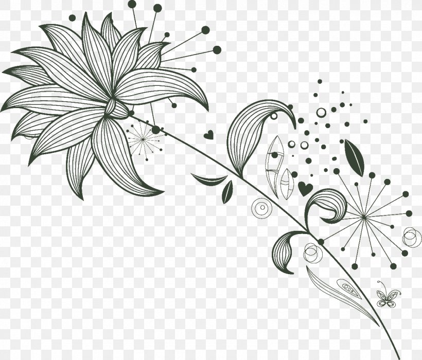 Leaf Floral Design Drawing Flower, PNG, 1177x1006px, Leaf, Artwork, Black And White, Branch, Coloring Book Download Free