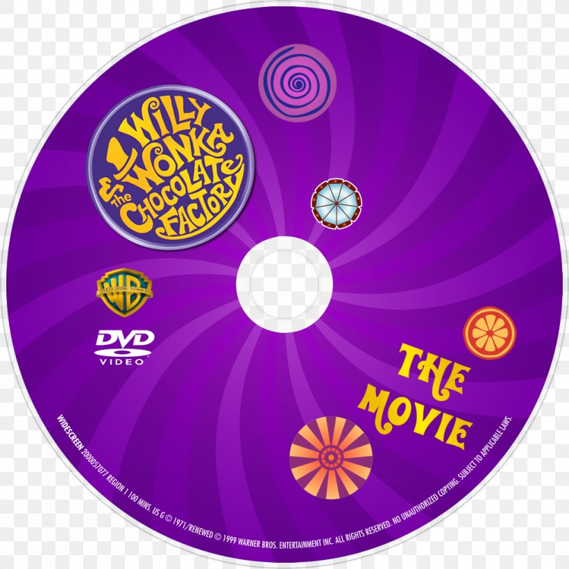 The Willy Wonka Candy Company Compact Disc Chocolate Tom And Jerry, PNG, 1000x1000px, Willy Wonka, Charlie And The Chocolate Factory, Chocolate, Compact Disc, Data Storage Device Download Free