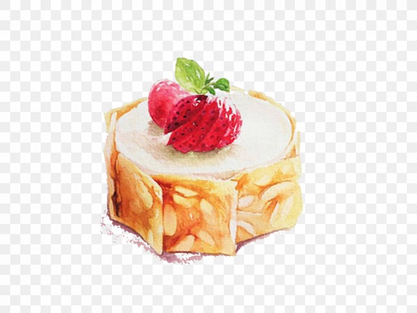 Toast Watercolor Painting Dessert Tart Illustration, PNG, 1200x900px, Toast, Aedmaasikas, Breakfast, Cream, Dairy Product Download Free