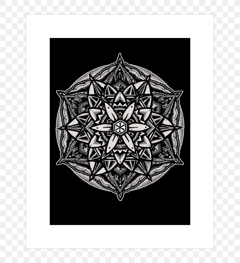 T-shirt Sacred Geometry Overlapping Circles Grid Mandala, PNG, 740x900px, Tshirt, Black And White, Fractal, Geometry, Mandala Download Free