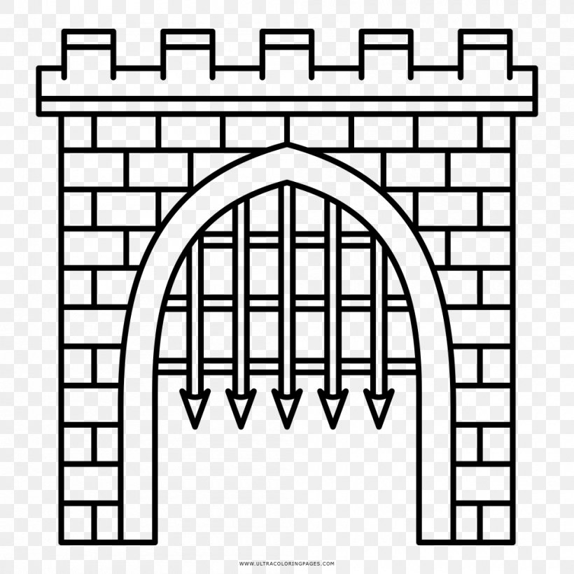 Gate Arch Drawing Castle Door, PNG, 1000x1000px, Gate, Arch, Architecture, Area, Black And White Download Free