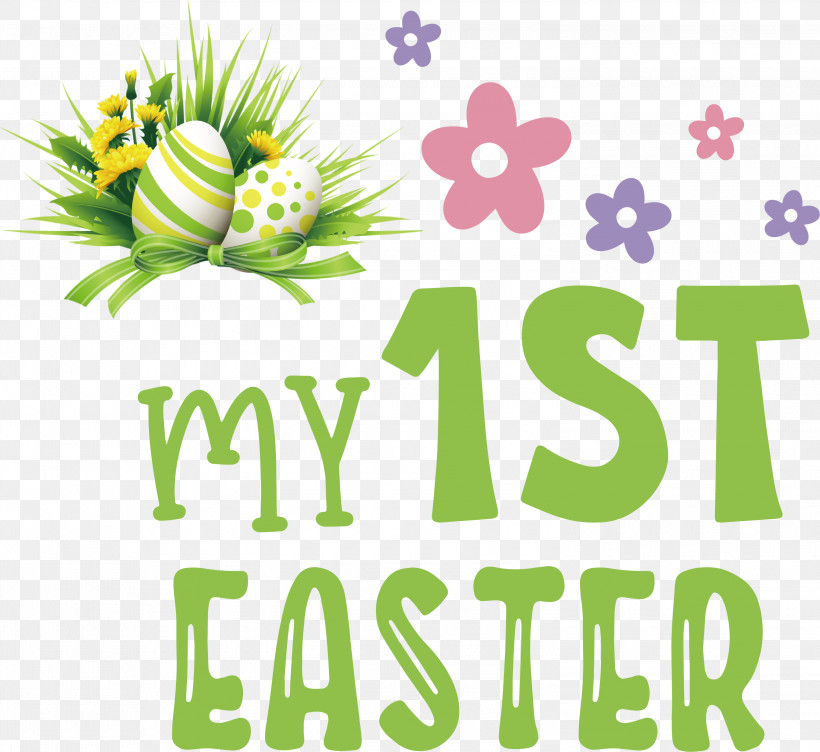 Happy Easter Day My 1st Easter, PNG, 3000x2754px, Happy Easter Day, Floral Design, Green, Happiness, Line Download Free