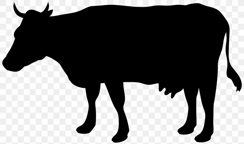 Cattle Silhouette Illustration, PNG, 8000x4732px, Cattle, Black And White, Bull, Cattle Like Mammal, Cow Goat Family Download Free