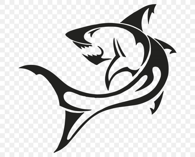 Shark Tattoo Flash Tribe, PNG, 700x660px, Shark, Black, Black And White, Decal, Dog Like Mammal Download Free