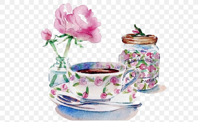 Tea Coffee Breakfast Dessert Drawing, PNG, 622x507px, Tea, Bag, Breakfast, Coffee, Cup Download Free