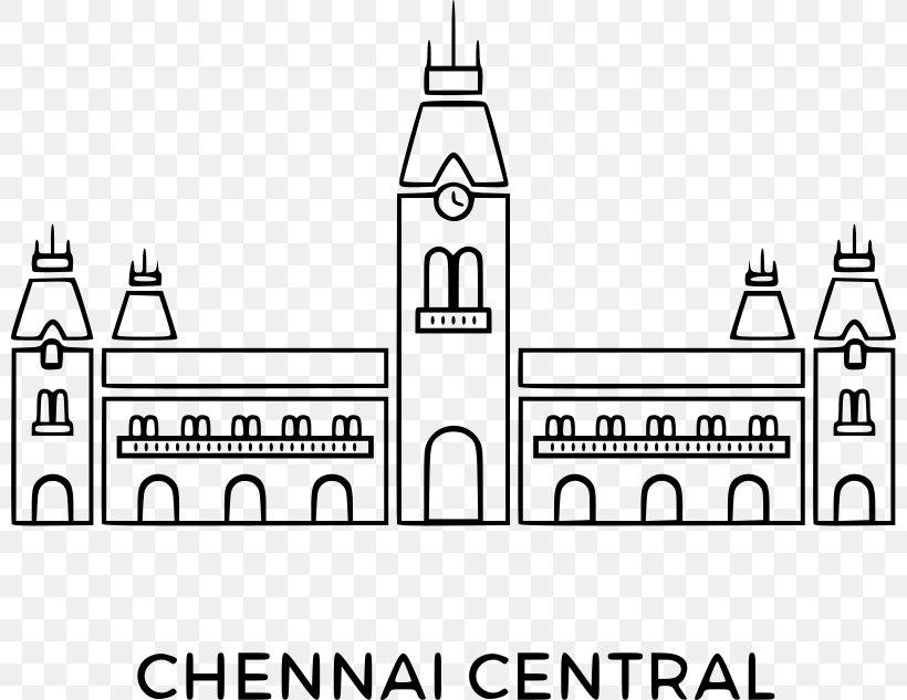 Chennai Central Railway Station Madras Miscellany Clip Art, PNG, 800x633px, Chennai Central Railway Station, Area, Black And White, Brand, Chennai Download Free