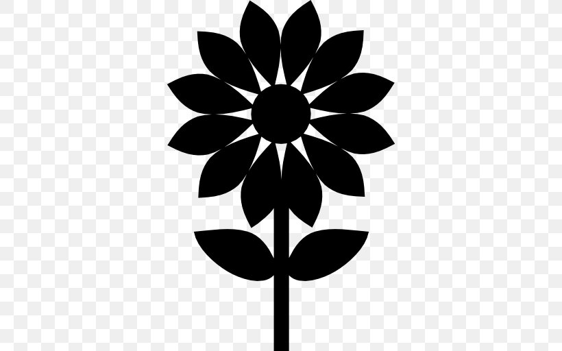 Flower Plant Stem Floral Design, PNG, 512x512px, Flower, Black, Black And White, Common Sunflower, Flora Download Free