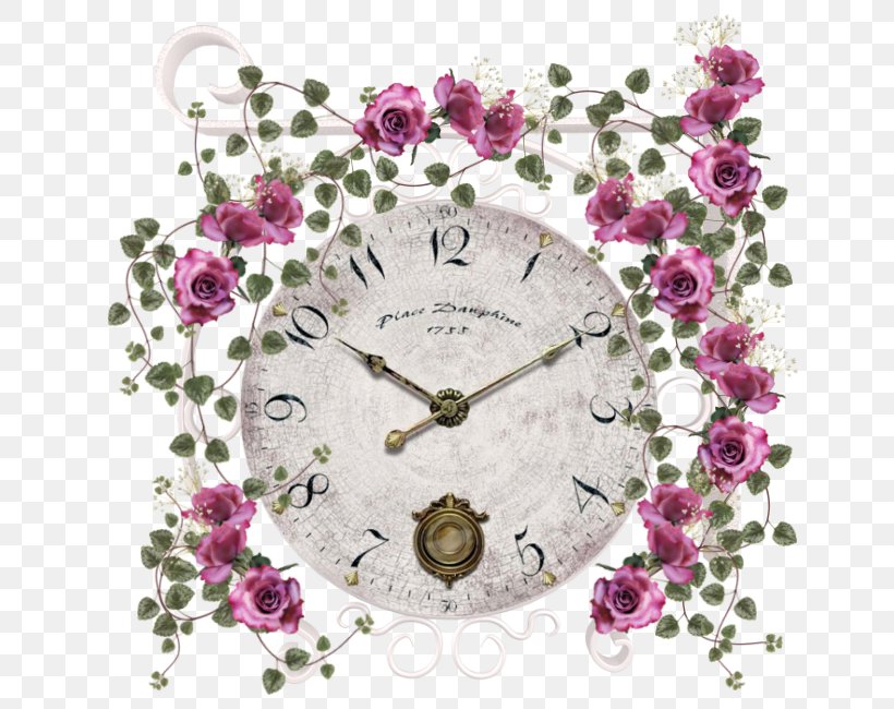 Clock Clip Art, PNG, 650x650px, Clock, Floral Clock, Floral Design, Flower, Home Accessories Download Free