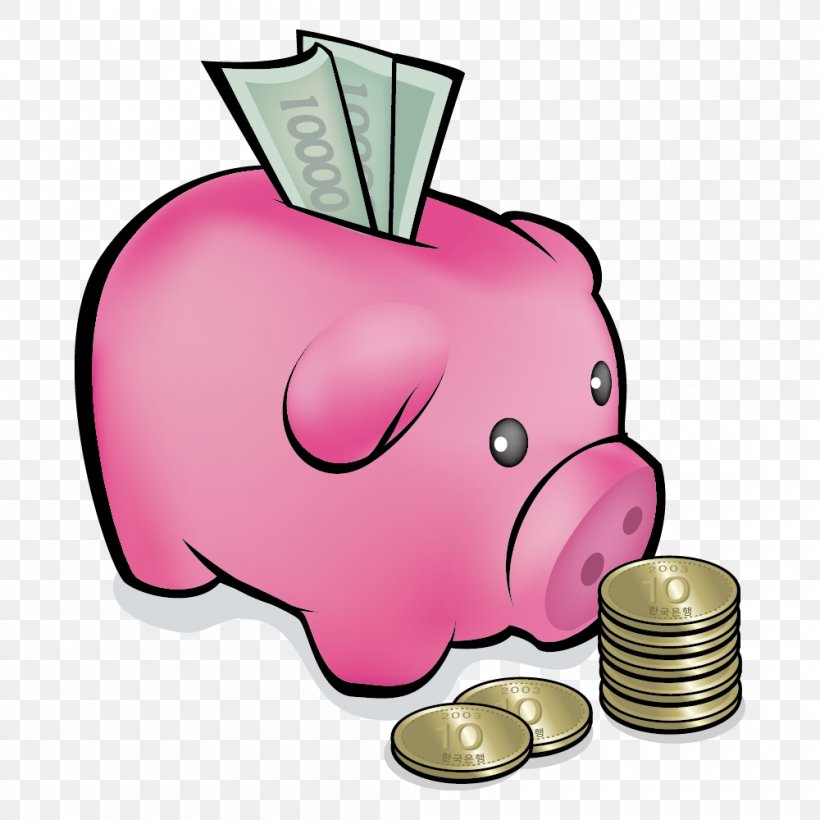 Piggy Bank Coin Vector Graphics Domestic Pig, PNG, 1000x1000px, Piggy Bank, Banknote, Coin, Designer, Domestic Pig Download Free