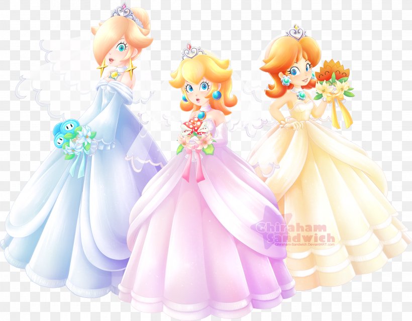 Super Mario Odyssey Mario Bros. Princess Daisy Princess Peach Rosalina, PNG, 2728x2123px, Super Mario Odyssey, Doll, Fictional Character, Figurine, Gown Download Free