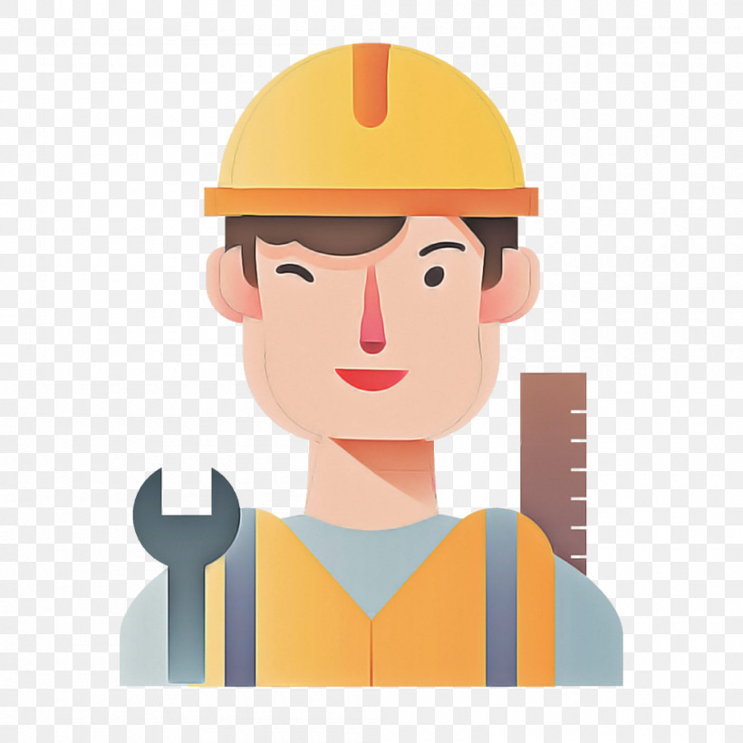 Cartoon Construction Worker Personal Protective Equipment Yellow Hard Hat, PNG, 1000x1000px, Cartoon, Construction, Construction Worker, Hard Hat, Hat Download Free