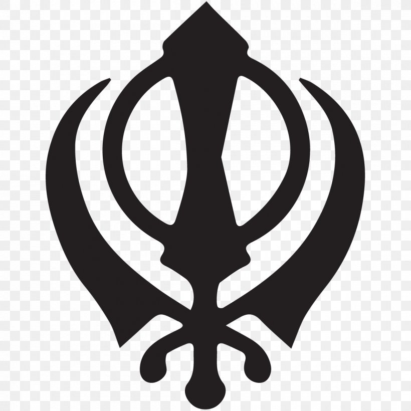 Khanda Sikhism Gurdwara Religion, PNG, 1200x1200px, Khanda, Black And White, Brand, Dastar, Gurdwara Download Free