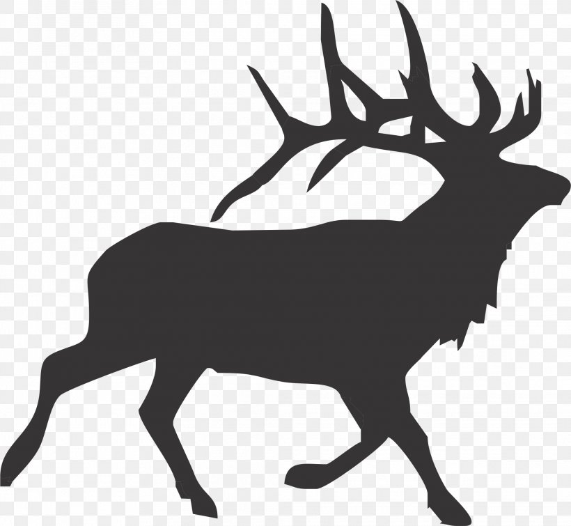 Elk Reindeer Decal Moose, PNG, 2072x1910px, Elk, Antler, Biggame Hunting, Black And White, Decal Download Free