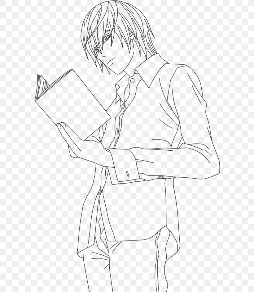 Light Yagami Line Art Drawing Death Note, PNG, 600x940px, Watercolor, Cartoon, Flower, Frame, Heart Download Free