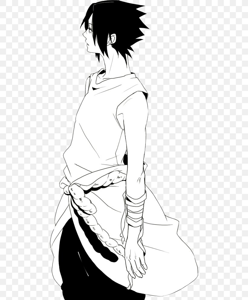 Sasuke Uchiha Black And White Pixiv Image Sakura Haruno, PNG, 490x990px, Watercolor, Cartoon, Flower, Frame, Heart Download Free
