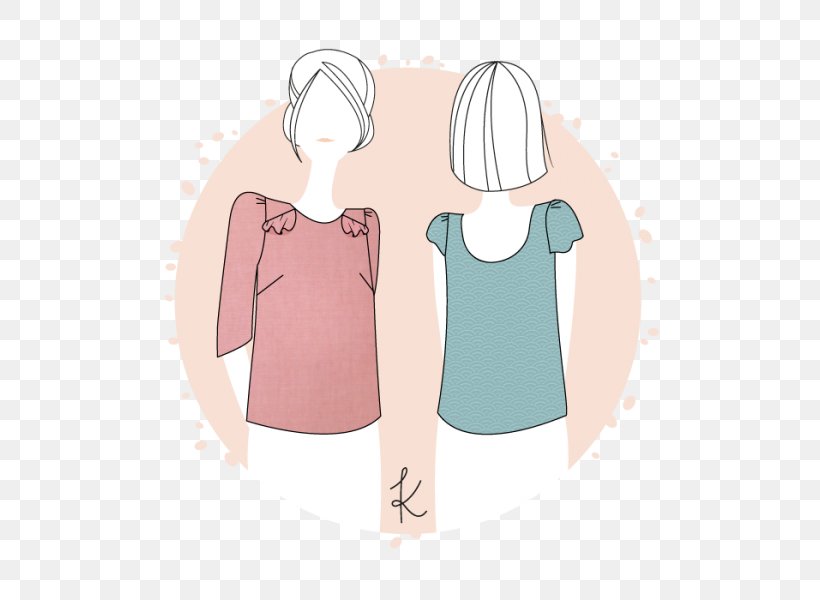 T-shirt Blouse Sleeve Sewing Pattern, PNG, 600x600px, Watercolor, Cartoon, Flower, Frame, Heart Download Free
