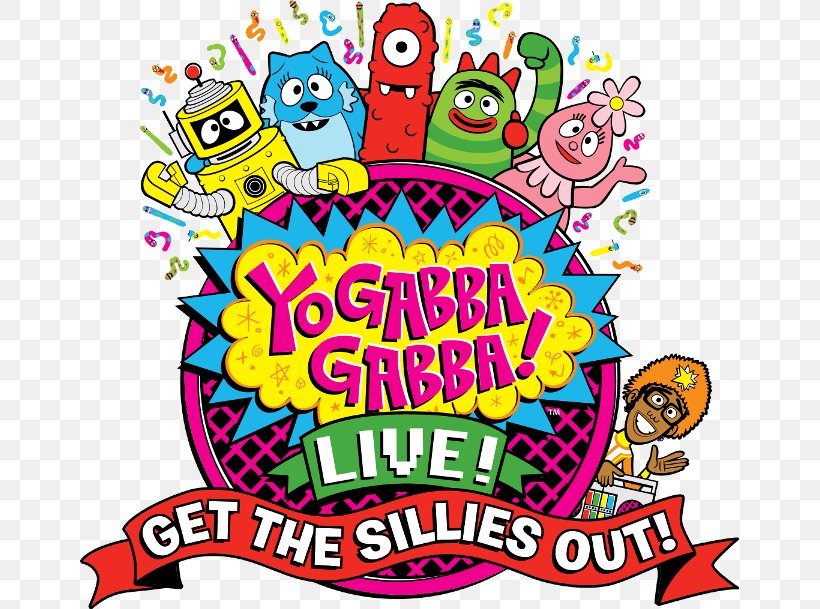 Get The Sillies Out Yo Gabba Gabba! YouTube Television Show Bass Concert Hall, PNG, 659x609px, Yo Gabba Gabba, Area, Art, Bass Concert Hall, Event Tickets Download Free