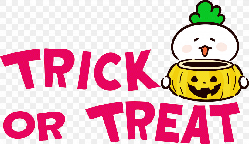 TRICK OR TREAT Halloween, PNG, 3000x1741px, Trick Or Treat, Behavior, Cartoon, Emoticon, Halloween Download Free