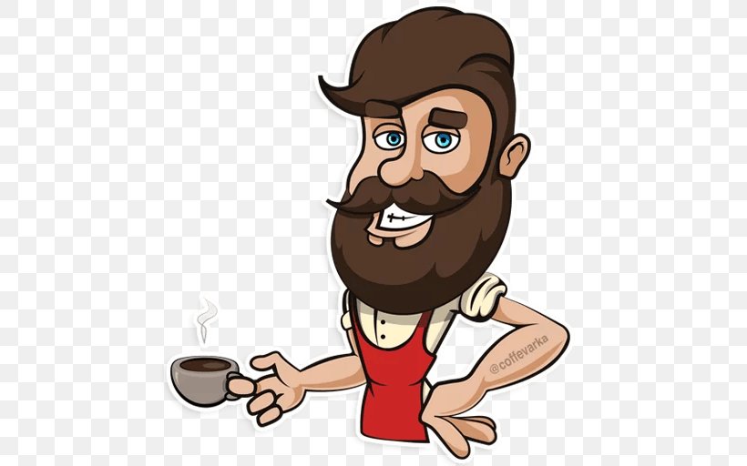 Barista Bartender Sticker Coffeemaker Telegram, PNG, 512x512px, Barista, Bartender, Cartoon, Coffeemaker, Facial Hair Download Free