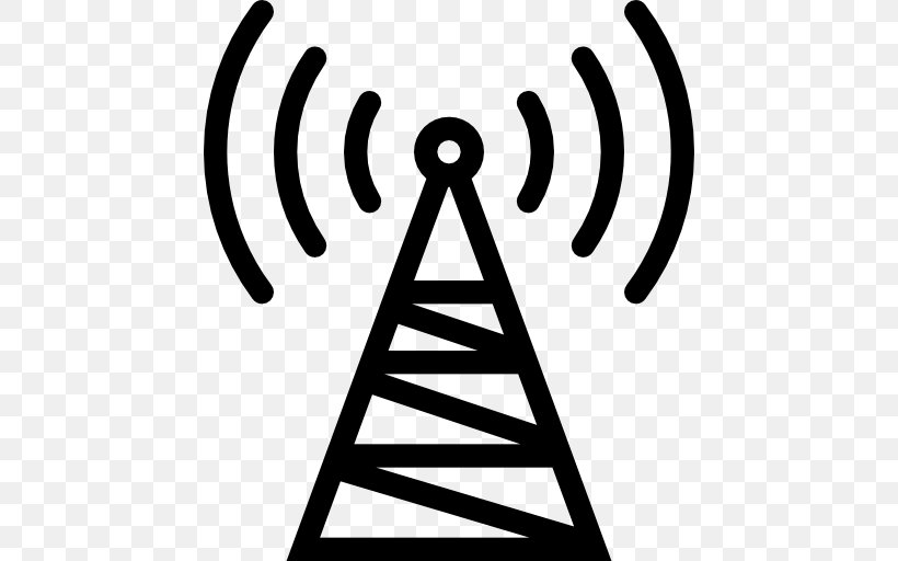 Radio Station Telecommunications Tower Broadcasting Clip Art, PNG, 512x512px, Radio Station, Advertising, Aerials, Black And White, Brand Download Free