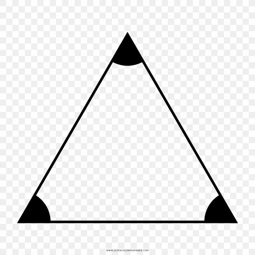 Equilateral Triangle Drawing Equilateral Polygon, PNG, 1000x1000px, Triangle, Area, Black, Black And White, Coloring Book Download Free